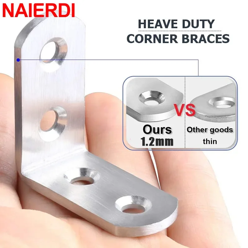 10PCS 90 Degree Angle Corner Brackets Stainless Steel Corner Brace Fastener Wall Brackets Hanger for Shelves,Table,Chair