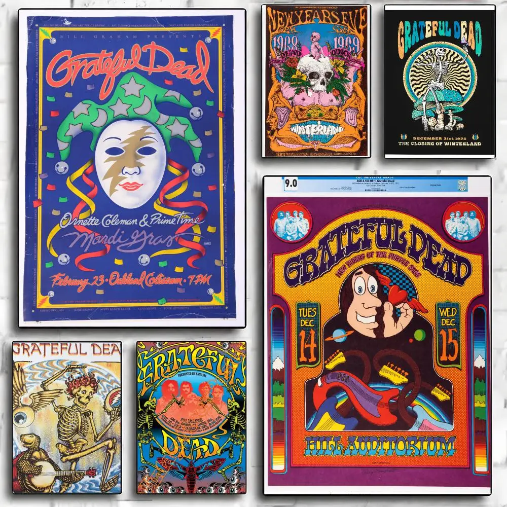 band G-Grateful Dead-D Poster Minimalist Wall Sticker for Cafe Office Bar Home Decor and Gift