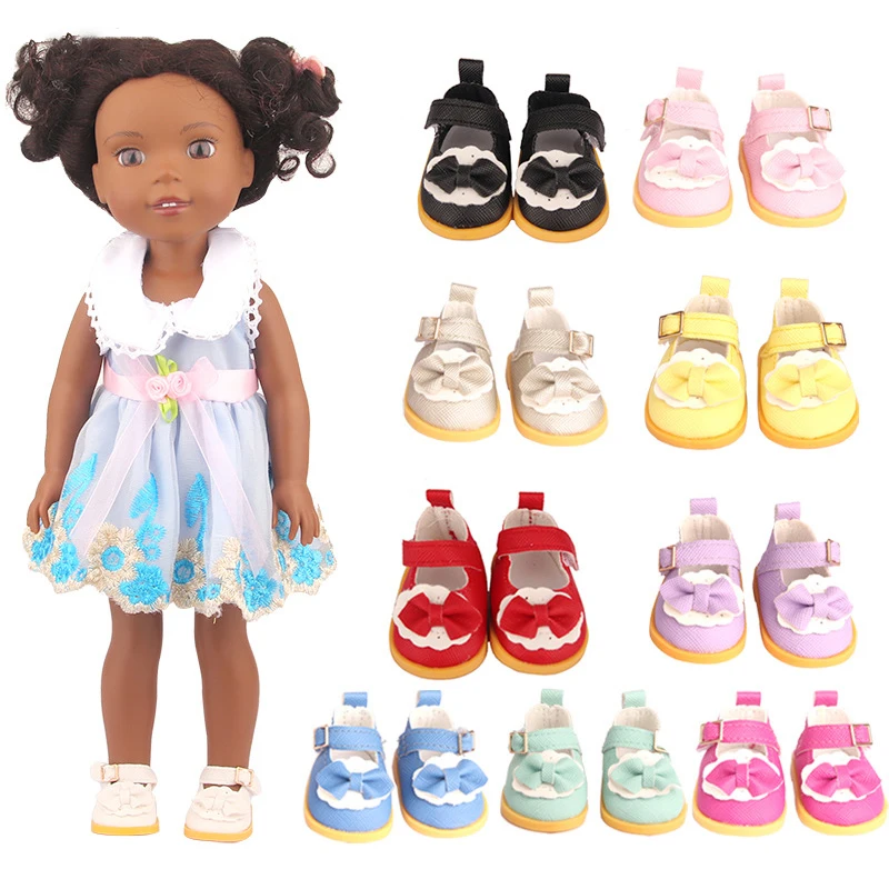 

5cm PU Leather Bow Doil Shoes Boots For 14 Inch American& EXO Doll 1/6 Doll