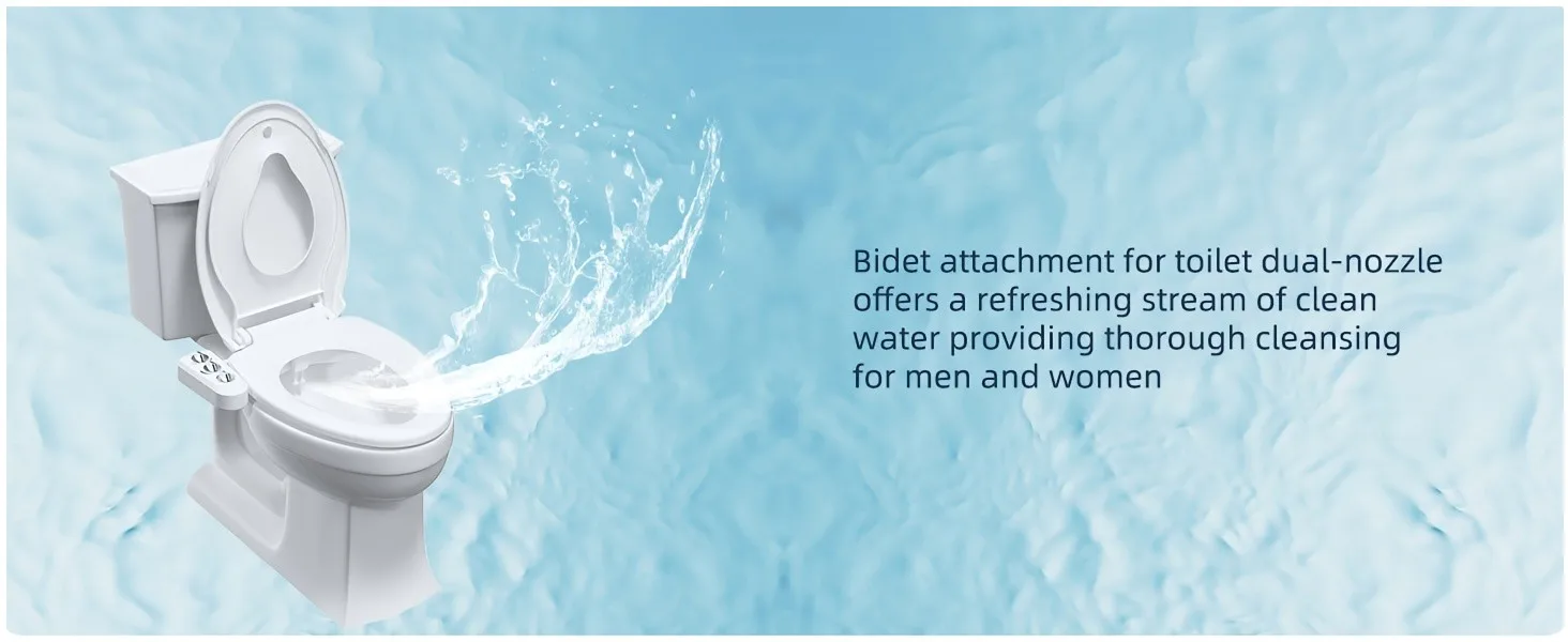 Modern Mechanical Bidet Toilet Attachment with Dual Self-Cleaning Nozzles | Hot & Cold Water Spray for Rear and Front Washing | Non-Electric, Easy Install, G9/16 Thread Standard, Sleek Design