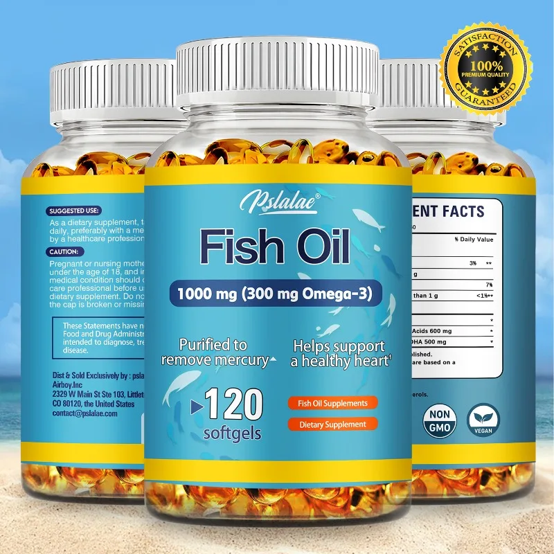 

Omega 3 Fish Oil - with DHA & EPA - Supports Brain, Nervous System, Cardiovascular, Skin Health, Antioxidant