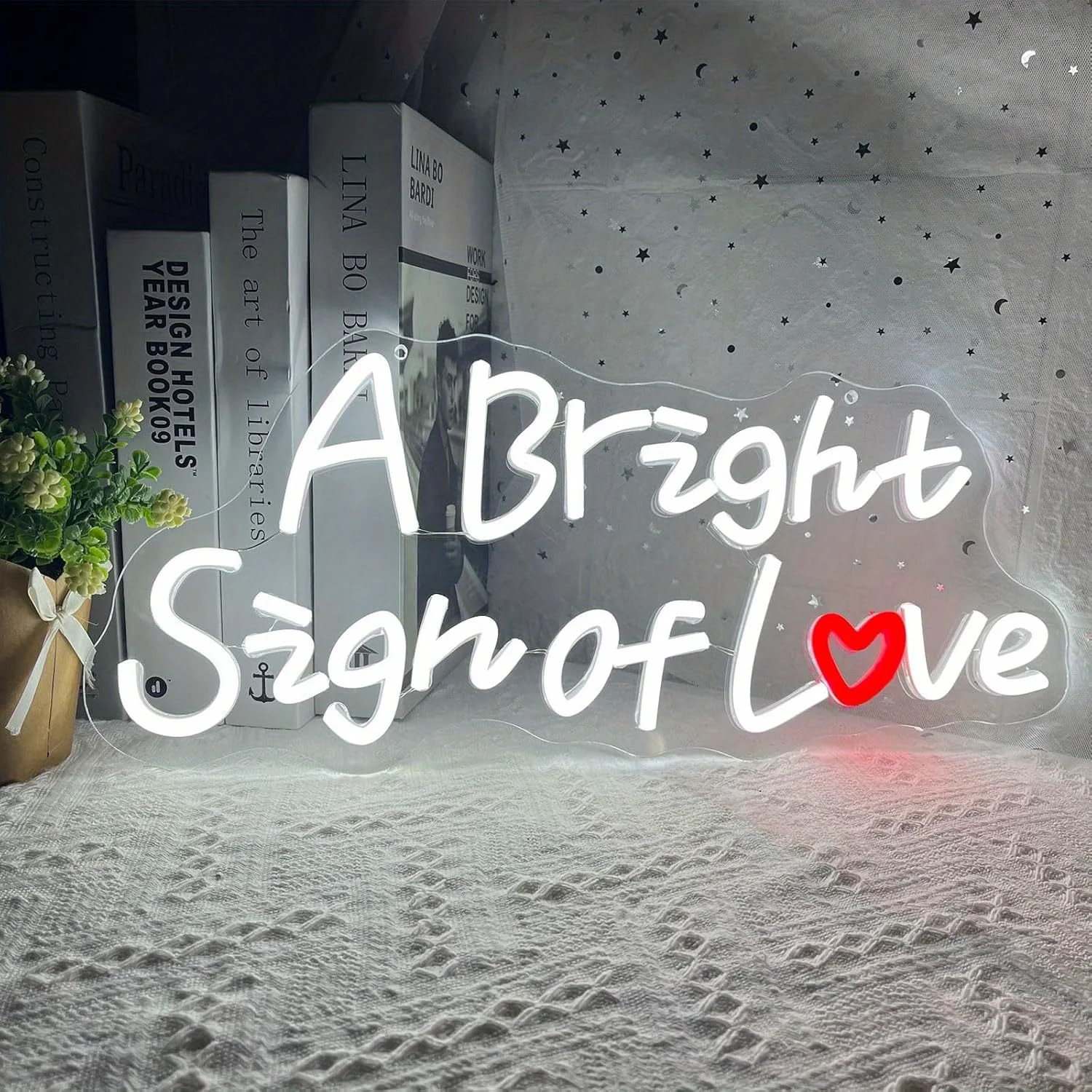 A Bright Sign of Love LED Neon Light - USB Powered, With Dimmer, Adjustable Brightness, Perfect for Bedrooms, Living Rooms