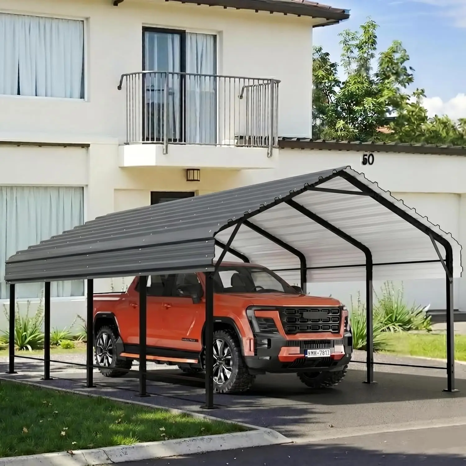 

12x20 FT Heavy Duty Metal Carport, All-Weather Outdoor Vehicle Shelter with Steel Roof & Reinforced Frame,, Customized