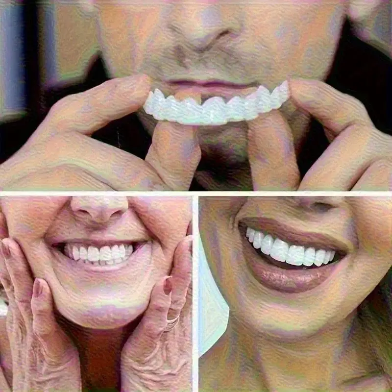

New 10Pcs Adjustable Fake Teeth Set (5Top+5Bottom), Soft Safe Non-Invasive Veneers for Men & Teens