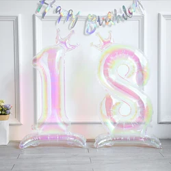 1pc 40 Inch Dazzle Crown Balloon Standing Numbers Foil Balloons Birthday Party Wedding Decorations Children Baby Shower Supplies