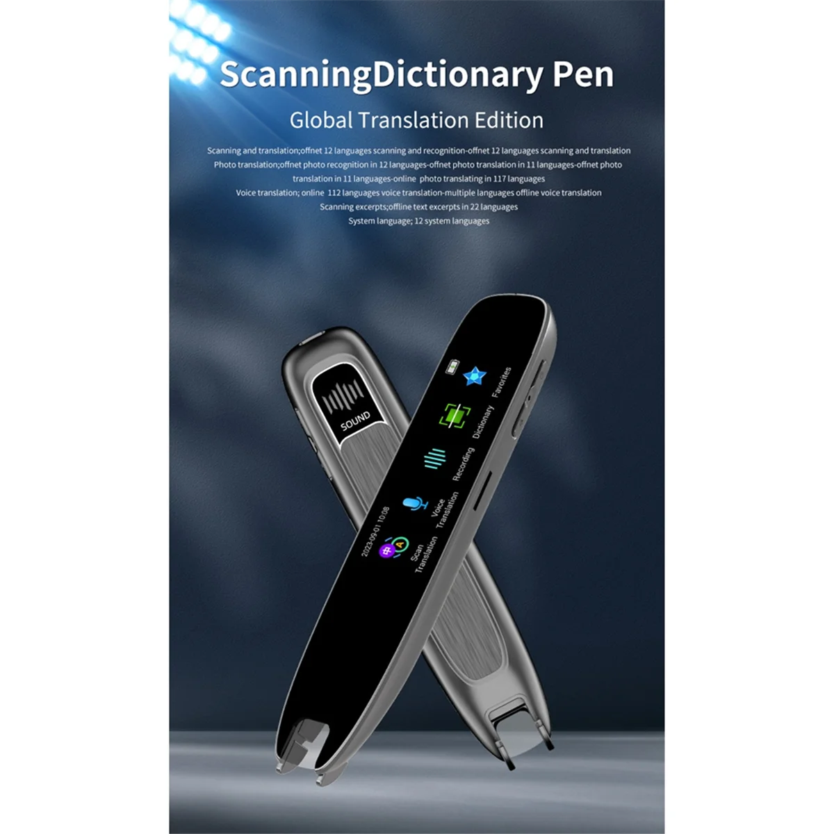 Tempo real Scan Translation Pen, Tradutor offline inteligente, 112 idiomas, Text Scanning, Branco