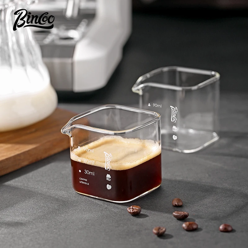 

Bincoo Multi-Function 150ml Espresso Shot Glass Single Spout Measuring Cup Clear Scale Coffee Measure Mug for Home & Barista