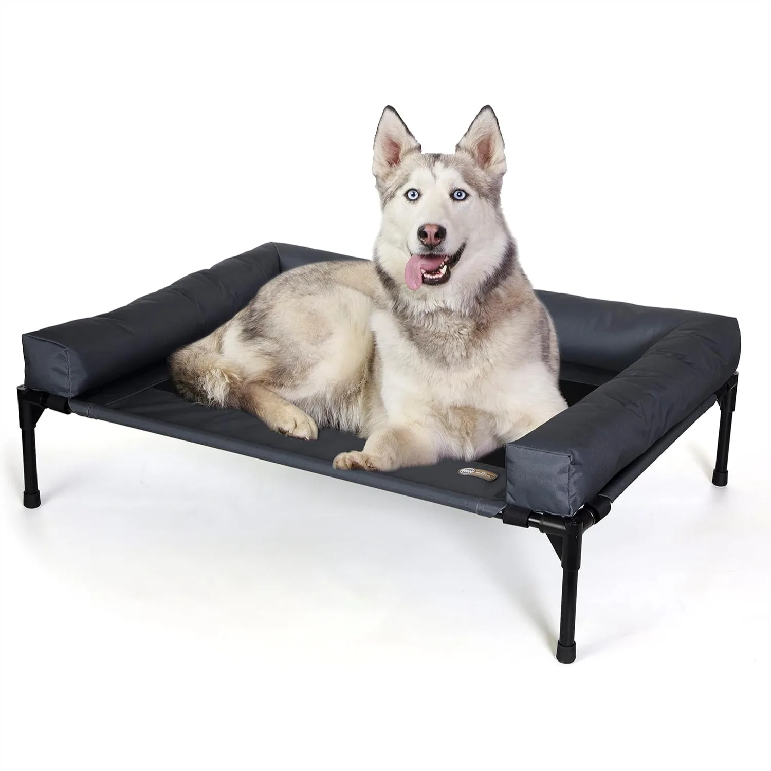 

Elevated Dog Cot with Bolsters, Cooling Outdoor Indoor Pet Hammock Bed, Raised Metal Frame for Large Dogs up to 200lbs, Washable