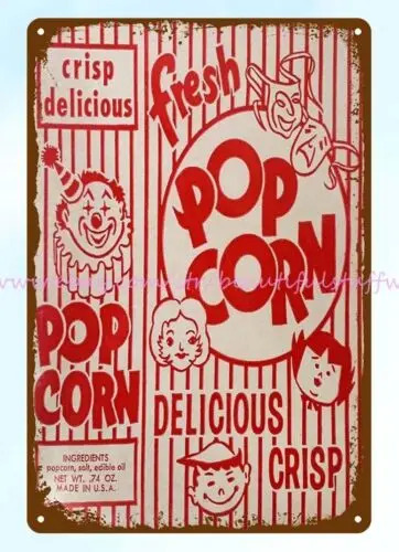 Popcorn Movie Theater snacks metal tin sign office bar home interior design