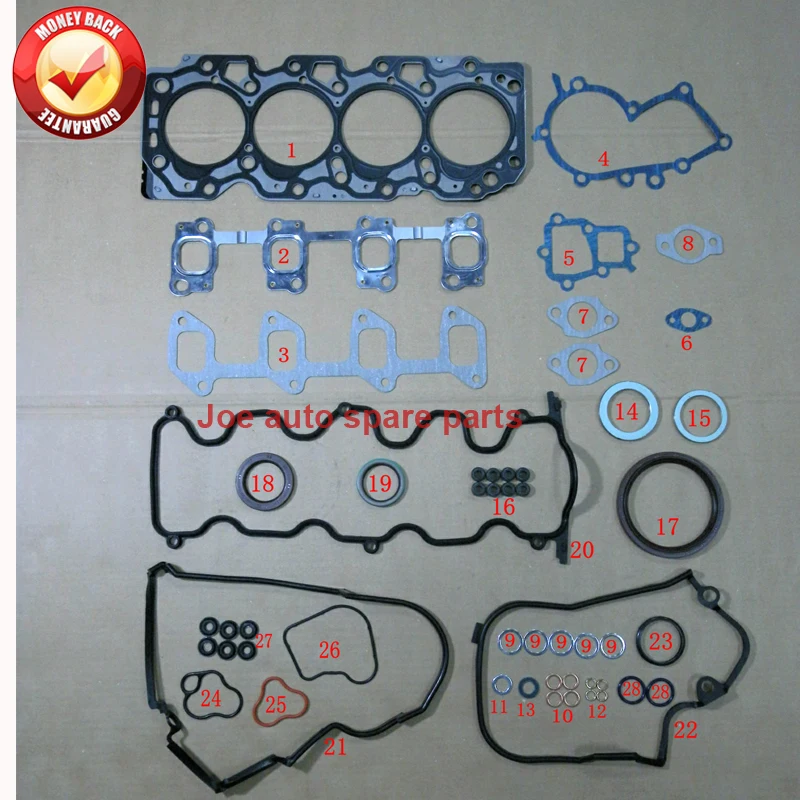 Juego de juntas de parada de motor 2C 2CT 2C-TE 2CTE para Toyota Corolla Saloon Starlet Tercel 2,0 con sellos de válvula de aceite 04111-64050
