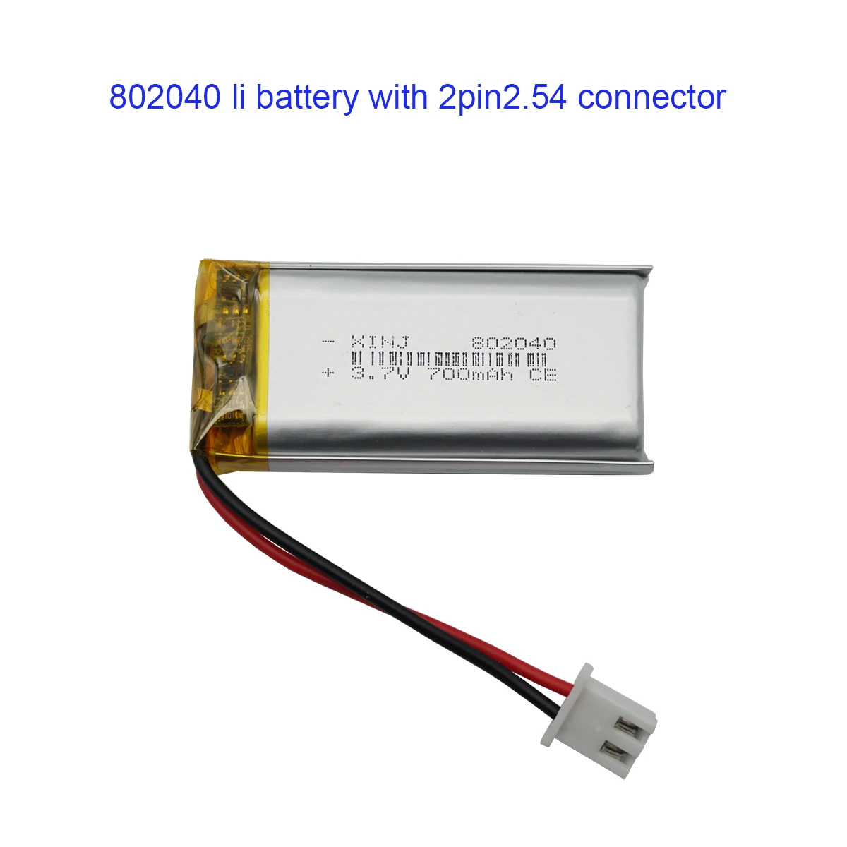 3.7V 700mAh 2.59Wh Polymer Li Battery 802040 Lipo JST 2pin 2.54 Connector For GPS Sat Nav Car Camera Driving Recorder LED Light