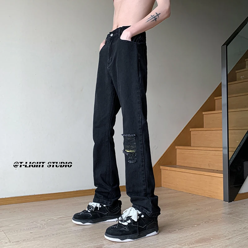 

Men's Straight Leg Slim Fit Jeans Spring Autumn New American Sle High Street Wear Resistant Casual Trousers Trendy
