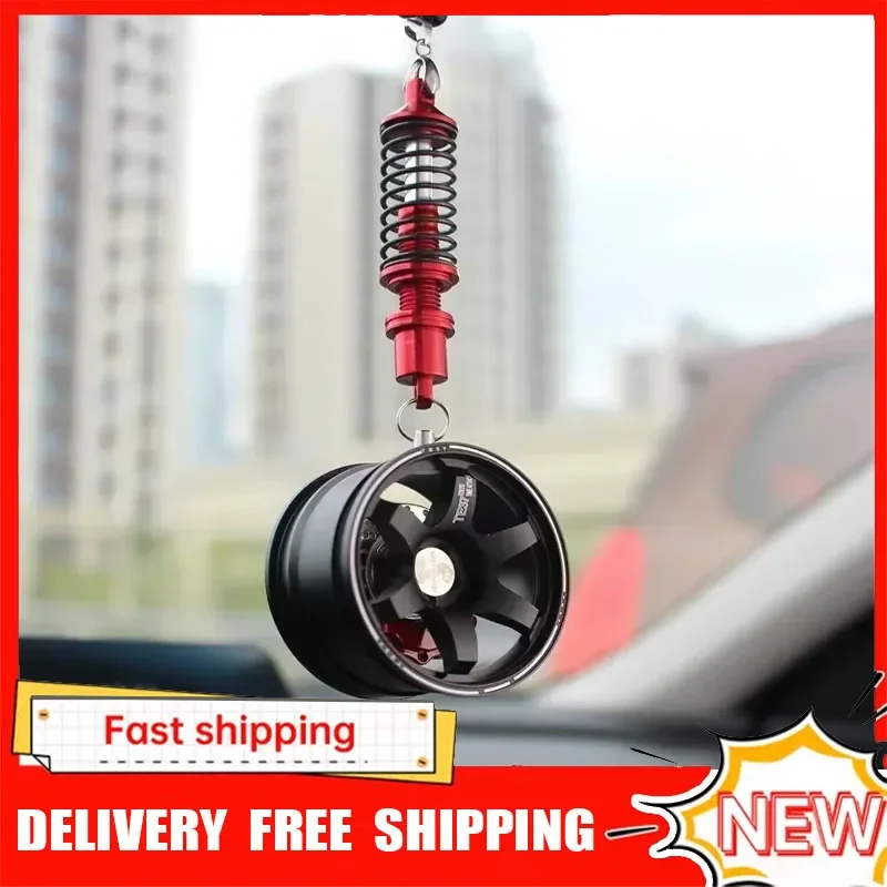 1pcs Creative Wheel Hub Brake Shock Absorber Car Pendant Auto Interior Rear View Mirror Decoration Dangle Trim Accessories