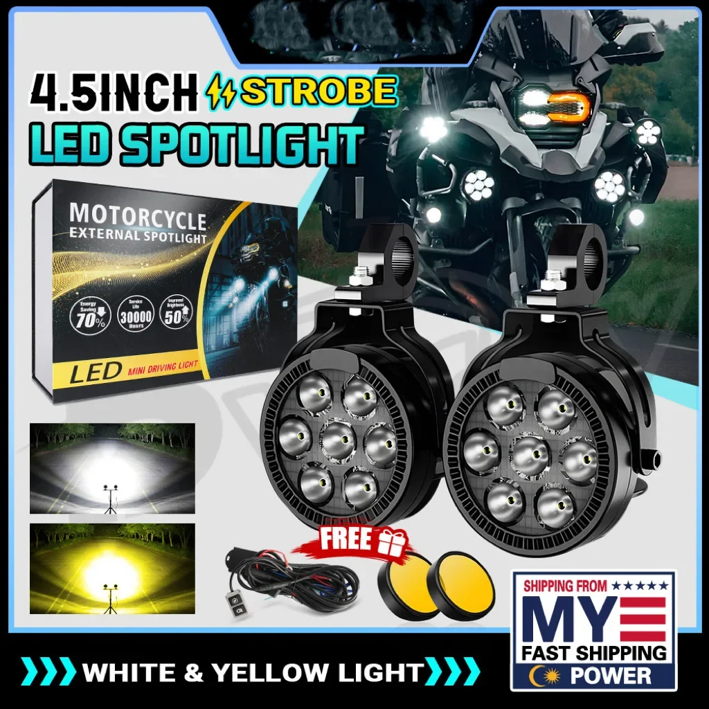 HAOLIDE Motorcycle Led Work Light Super Bright Strobe Flashing IP68 Auxiliary Fog Light  off-road use ADV F800GS F650