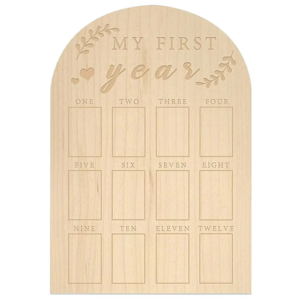 Baby First Year Photo Frame Rustic Wood Baby First Year Milestone Photo Frame Newborn Boys Girls Infant Monthly for Nursery