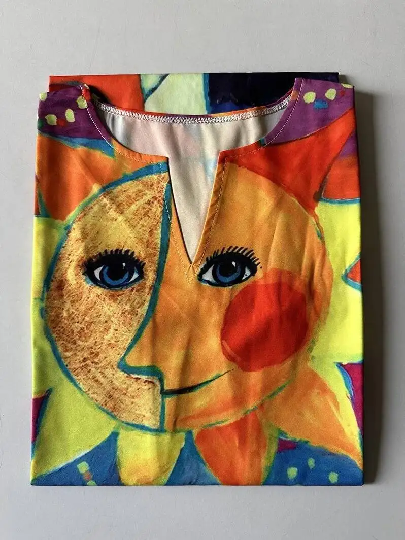 2025, europäisches und amerikanisches grenzüberschreitendes neues Damenkleid mit V-Ausschnitt, ärmellos, sexy bedruckt, großer Saum, Außenhandelskleid LM4V