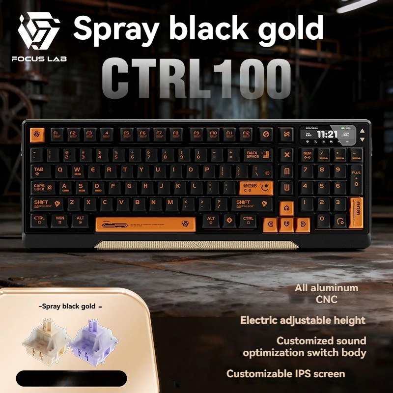 CTRL100 Bluetooth Keyboard Customization RGB Tri-mode Aluminum Alloy Ergonomic for E-sports Gaming Mechanical Keyboard Gifts DIY