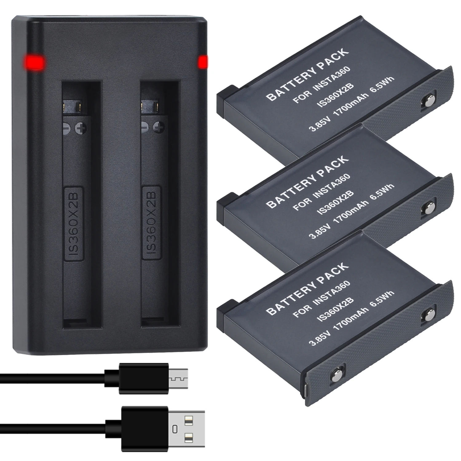 Bateria لبطارية Insta360 ONE X2 1800mAh + شاحن بديل لملحقات كاميرات Insta360 ONE X2 الأصلية