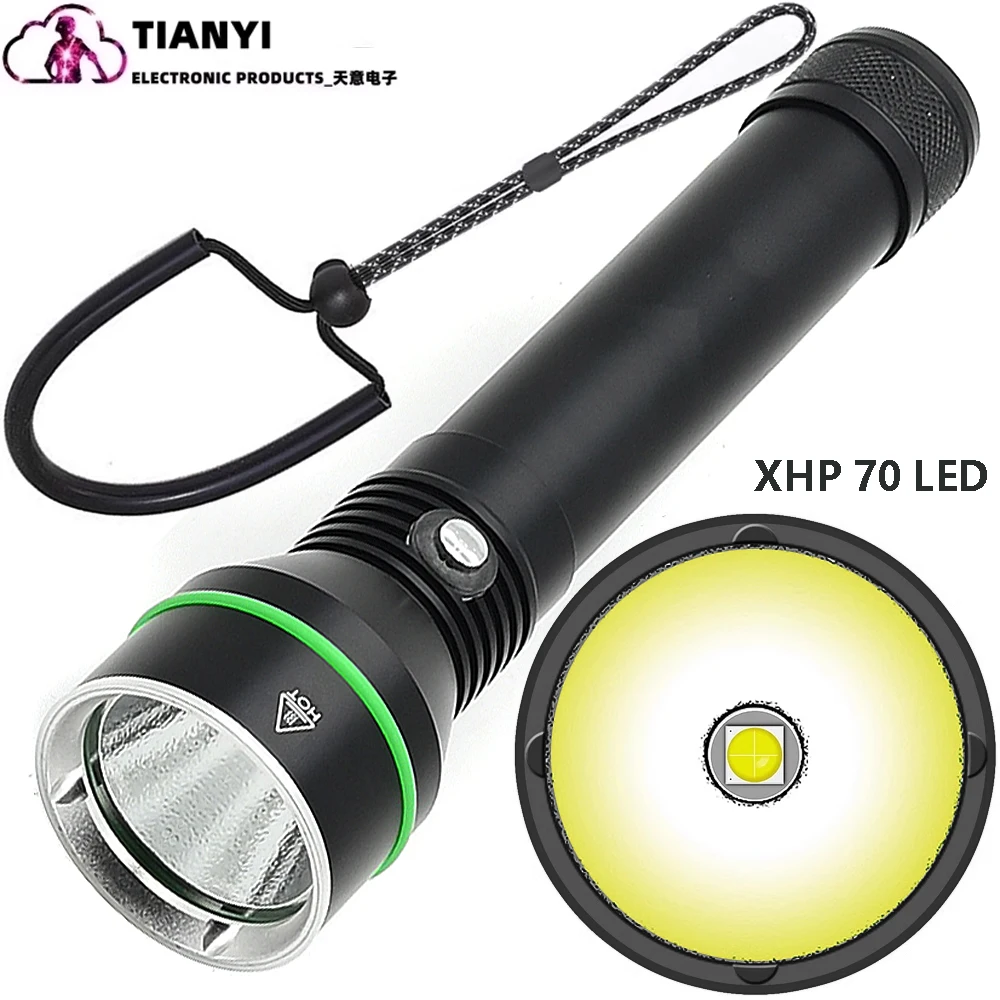 

High power XHP70 bright diving aluminum alloy flashlight diving photography waterproof light 26650 charging