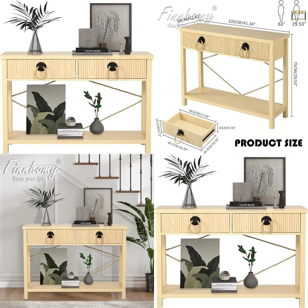Two-Drawer Console Table, 40.55 Wide x 29.92 High x 11.81 Deep, Suitable for Entryway, Living Room, Hallway