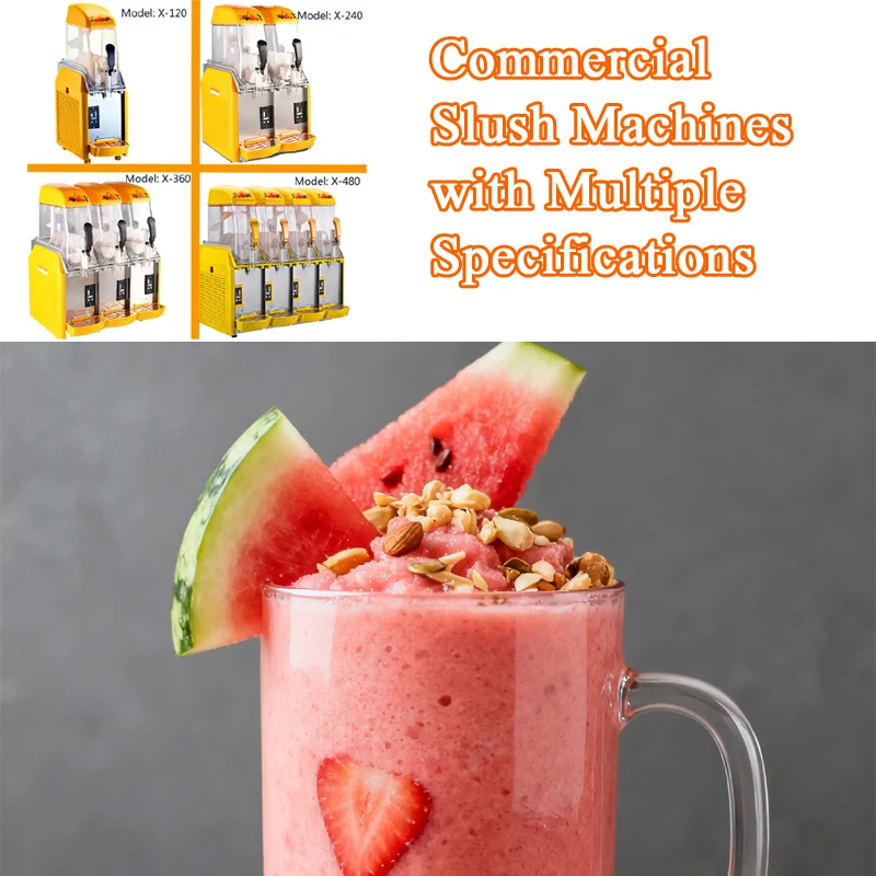 

Factory Outlet Ice Cream Slush Machine Margarita Slush Maker 1/2/3/4 Tanks Commercial Slush Making Machine