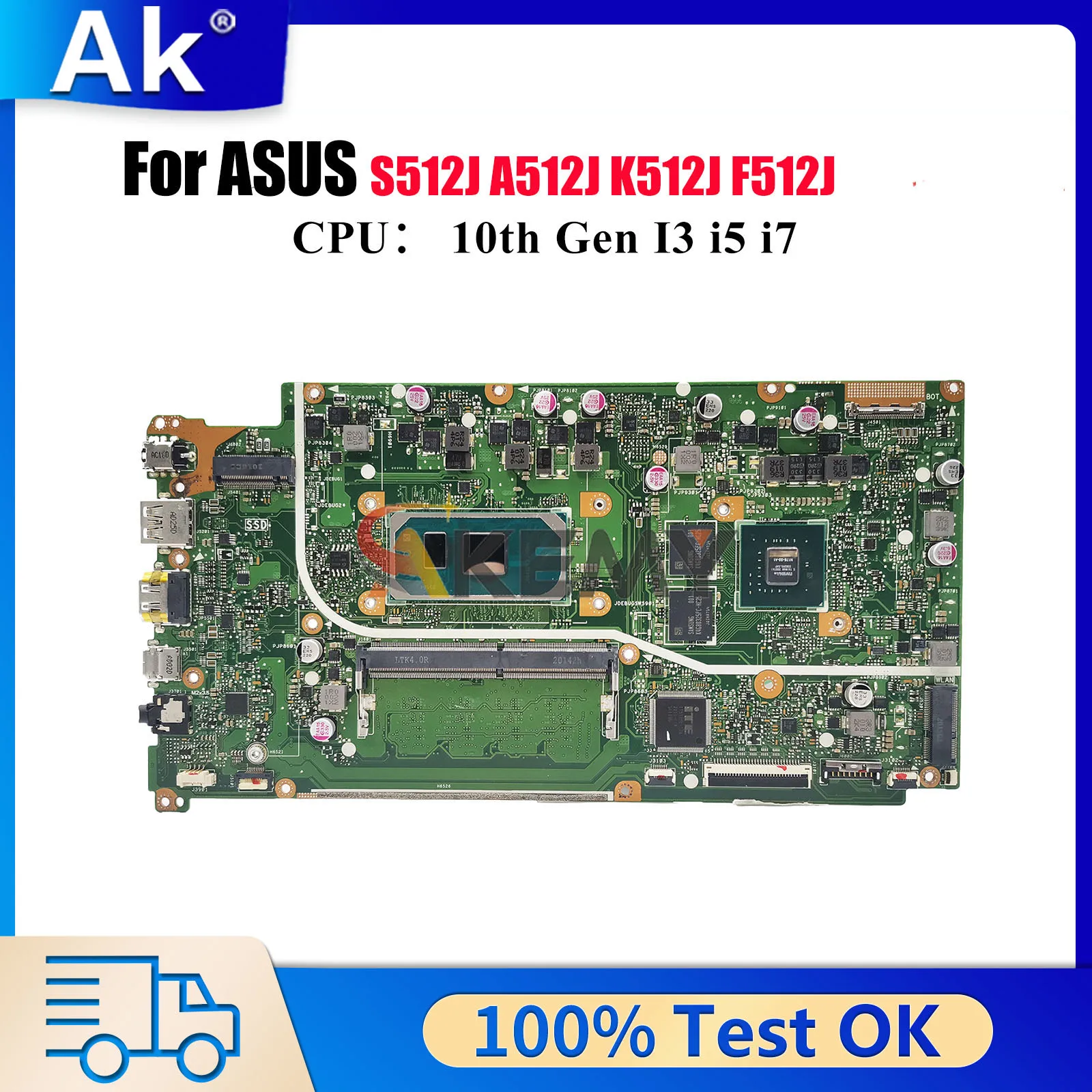 

X512JP Laptop Motherboard For ASUS X512JP X512JF S512J X512JAW X512JAU F512J A512J K512J X512J Mainboard With 10th Gen I3 i5 i7