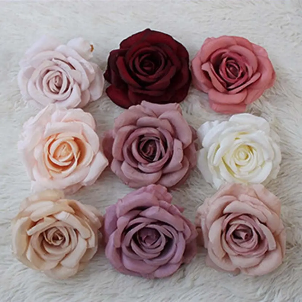 Artificial Flowe Rose Head European Style Retro Rose Wall Layout Background Decoration Wedding Flower Arrangement