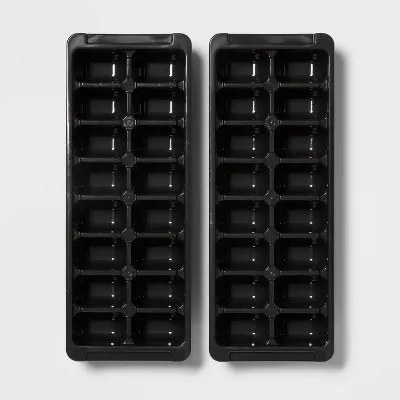 Plastic 2pk Ice Tray Gray - Dishwasher-Safe, 16 Cavities, Ice Mold for Freezer for Kitchen Ice Making and Everyday Use