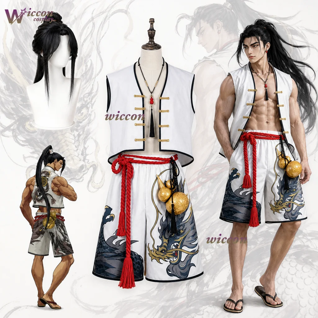 

Ani Cos StFighter Reet6 Jamie Cosplay Costume Ethnic Style Short Sleeve Top Pants Taichi Chinese Kungfu Wushu Clothes Suit Arts