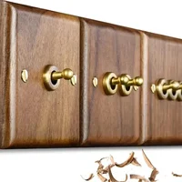 Enchufe de interruptor de luz de pared Vintage tipo europeo Retro de alta calidad, placa de interruptor de palanca de latón de madera maciza, interruptor antiguo para estancia en casa