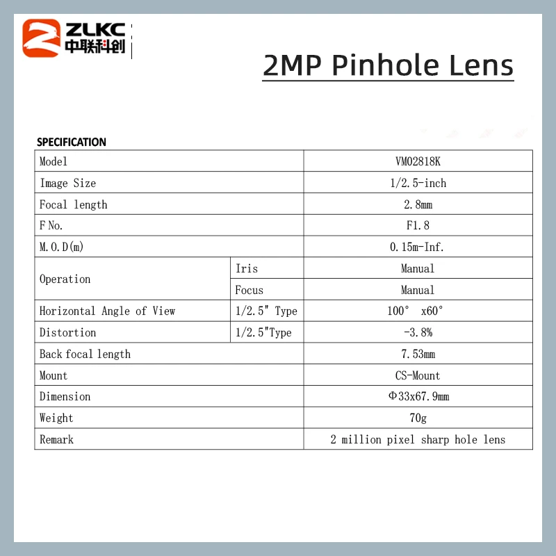 2.0 ميجابيكسل دليل ايريس مثقاب فتحة المسامير 2.8 مللي متر ، 1/2.5 "CS جبل عدسة ، عدسات كاميرات مراقبة لآلة الرؤية عدسة الكاميرات