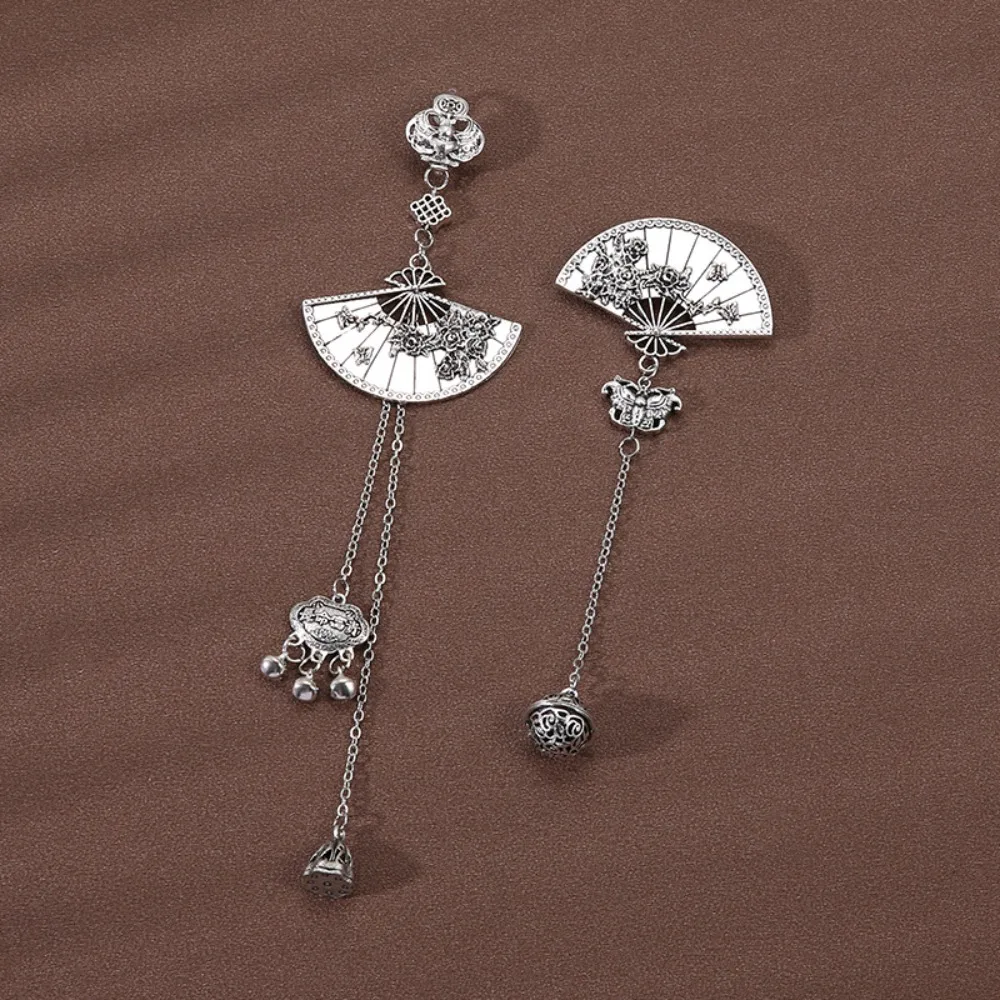 Retro Copper Button Bell Ethnic Style Silver Plated Fan-Shaped Pin Women's Accessories Plum Blossom Brooch Chinese Style Brooch