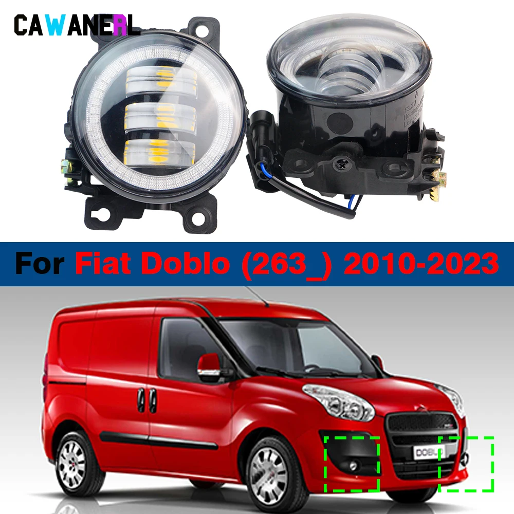 30W H11 Car External LED Angel Eye Fog Light Assembly DRL Daytime Running Lamp 1 Pair For Fiat Doblo (263_) 2010-2023