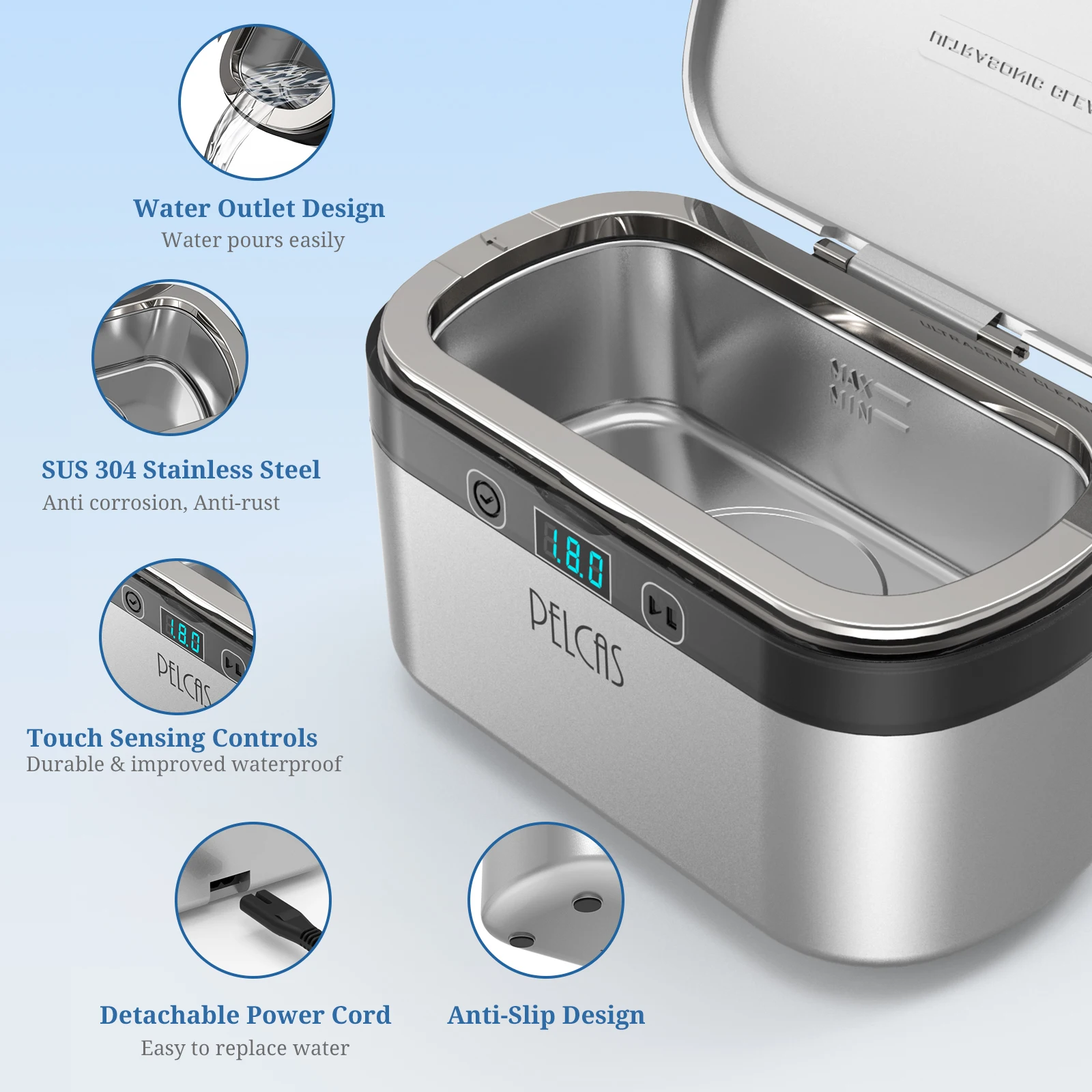 Portable Ultrasonic Cleaning Machine High Frequency Vibration Wash Cleaner Remove Stains Jewelry Watch Glasses Washing Machine