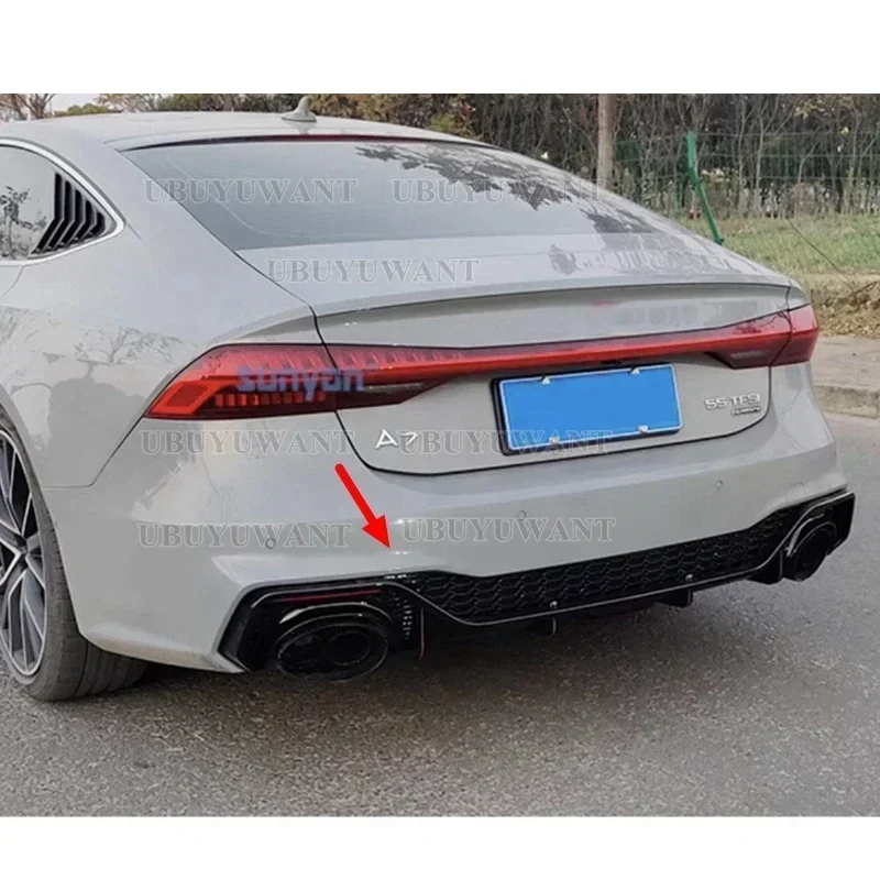 Rear Diffuser Lip For Audi A7 S7 Sline 4 Door 2019 2020 (Not fit standard A7) Rear Bumper Diffuser Lip Spoiler with Exhaust Tips