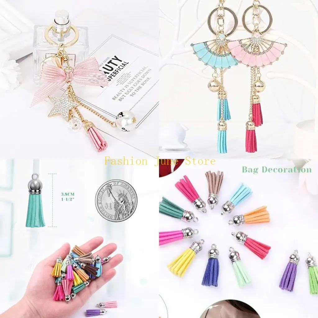 

N5KA 140 шт./компл. разноцветные кисточки, акриловый брелок для ключей, кожаный брелок, подвески