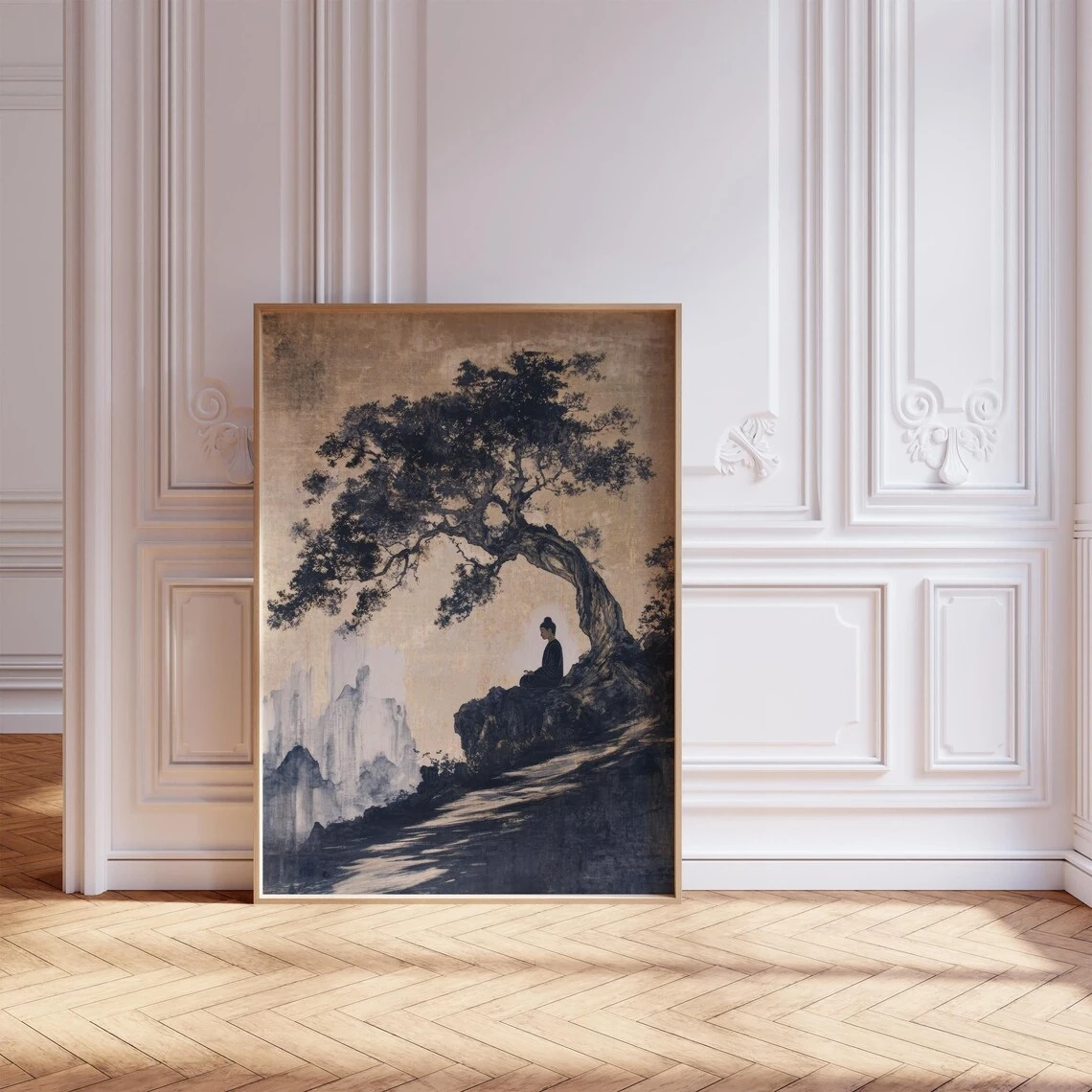Religion Gloomy Zen Buddha Bodhi Tree Wall Art Print Canvas Painting Poster Picture For Living Room,bedroom Home Decor