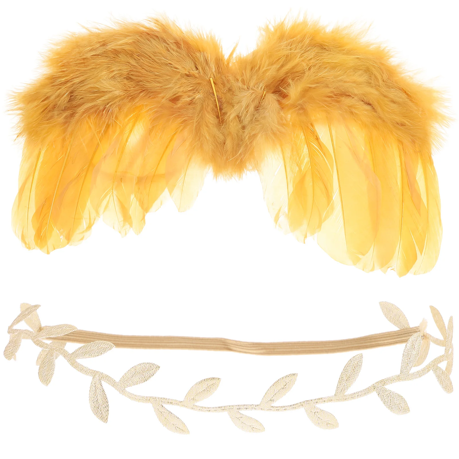

Golden Winged Hairband Baby Photoshoot Props Newborn Photography Wings Headband Leaves for Cotton Ornaments Toddler Child