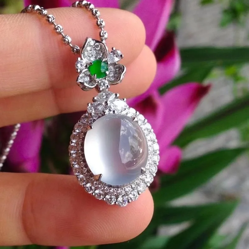 Original gentle style natural ice chalcedony Necklace for Women exquisite fashion pendant High quality jewelry wedding gift - Image 4