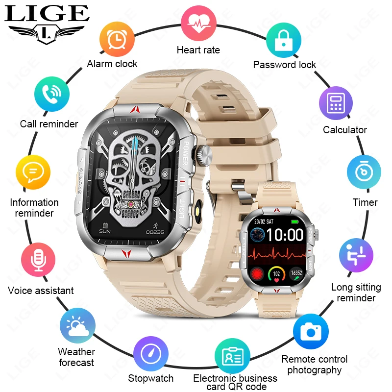 

New X31 Watch Military Smart Watch Men IP68 Outdoor Sports Fitness Tracker Health Monitor 2.01” HD Smartwatch For Huawei Xiaomi