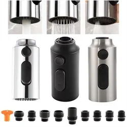 SKOWLL-Bico De Pulverização De Pia De Cozinha, Pull Down Faucet Head Substituição, 9 Adaptadores, Preto Fosco, 3 Funções