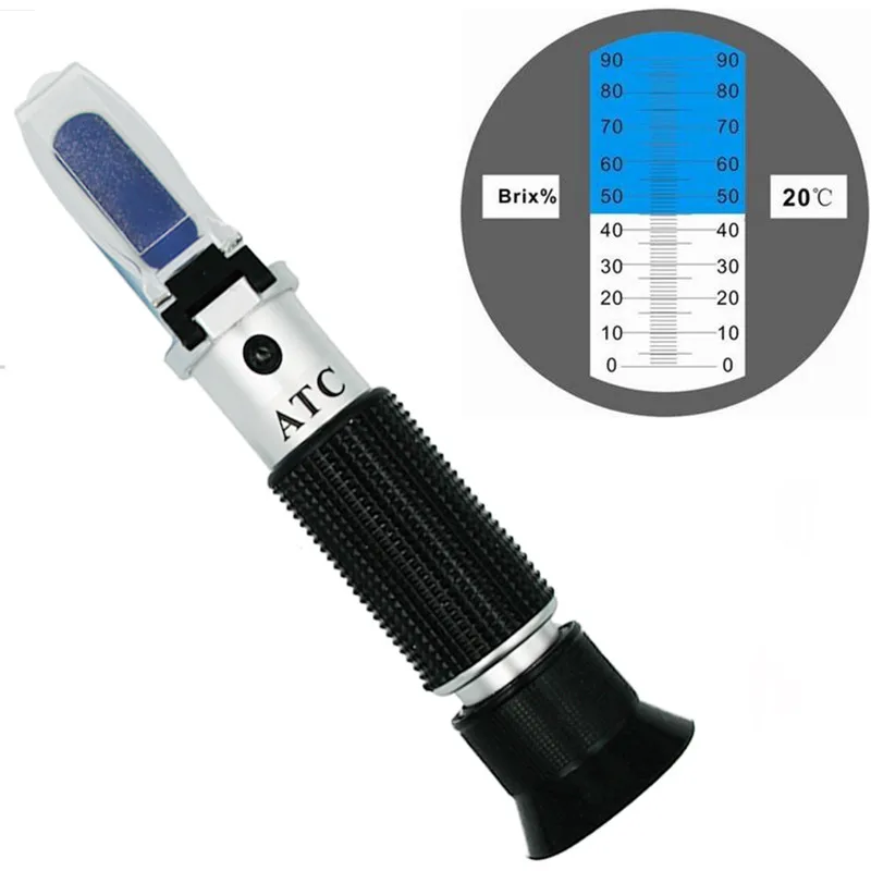 Handheld Atc Brix Refractometer 0-90% Sugar Optical Instruments Auto Refractor Fruit Sauce Milk Meter Honey Concentration Tester