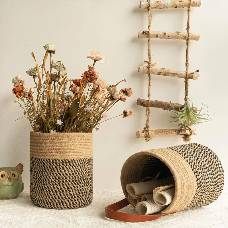 

Woven Rattan Wall Hanging Basket, Balcony Wall Decor Flower Pot, Rustic Plant Holder, Faux Flower Storage Organizer Basket