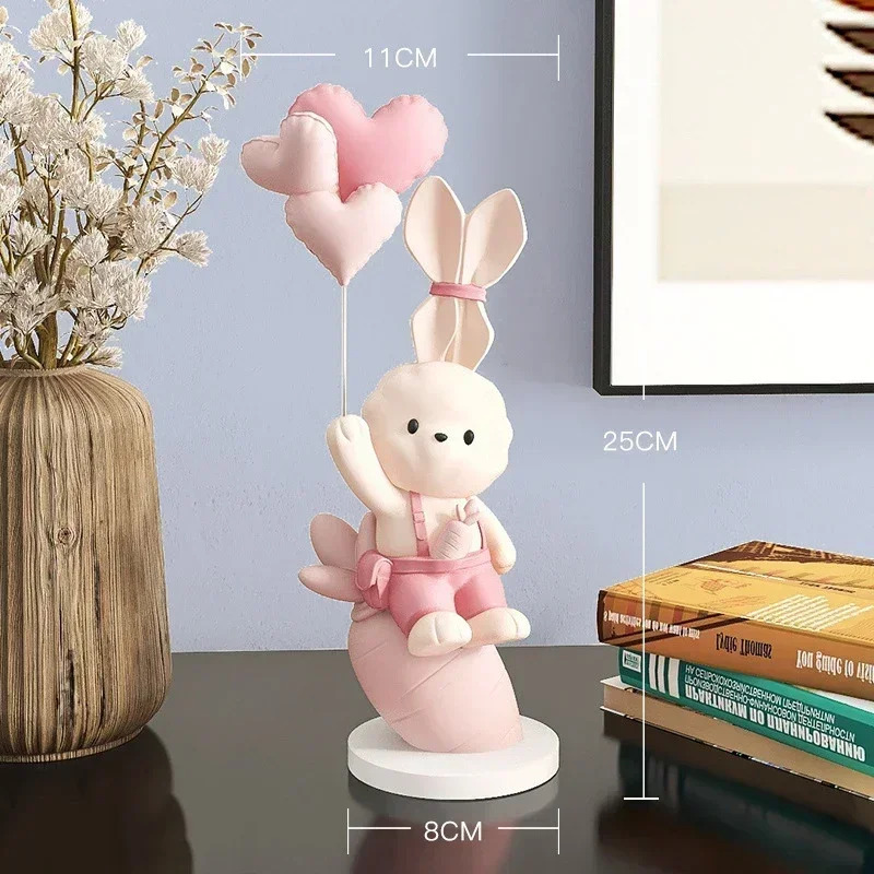 Creative Radish Rabbit Resin Tabletop Decoration Home Livingroom Porch Sculpture Crafts TV Wine Cabinet Figurines Accessories