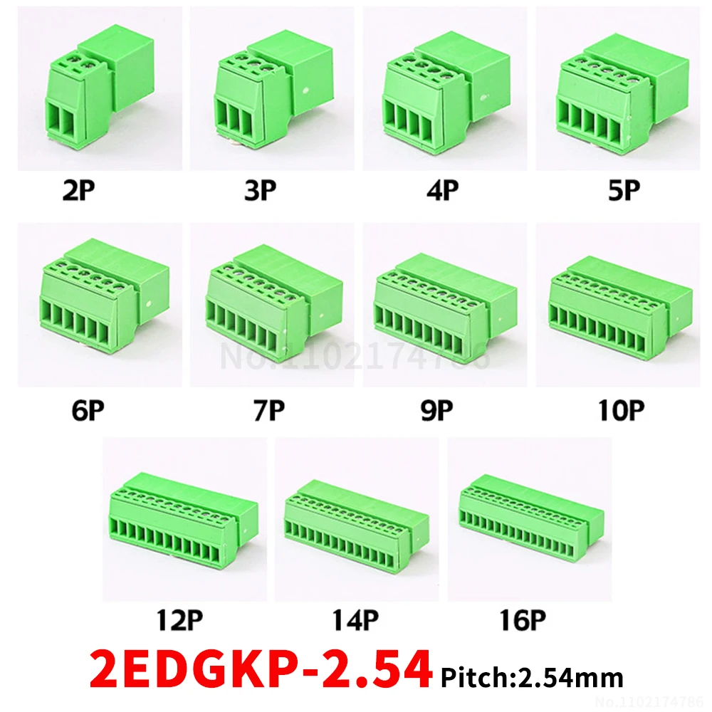 

(1 шт.) 2EDGKP - разъемная гнездовая клеммная колодка с мелким шагом 2,54 мм, 2~24 контакта, без пайки, KF 15EDGKP 2.54