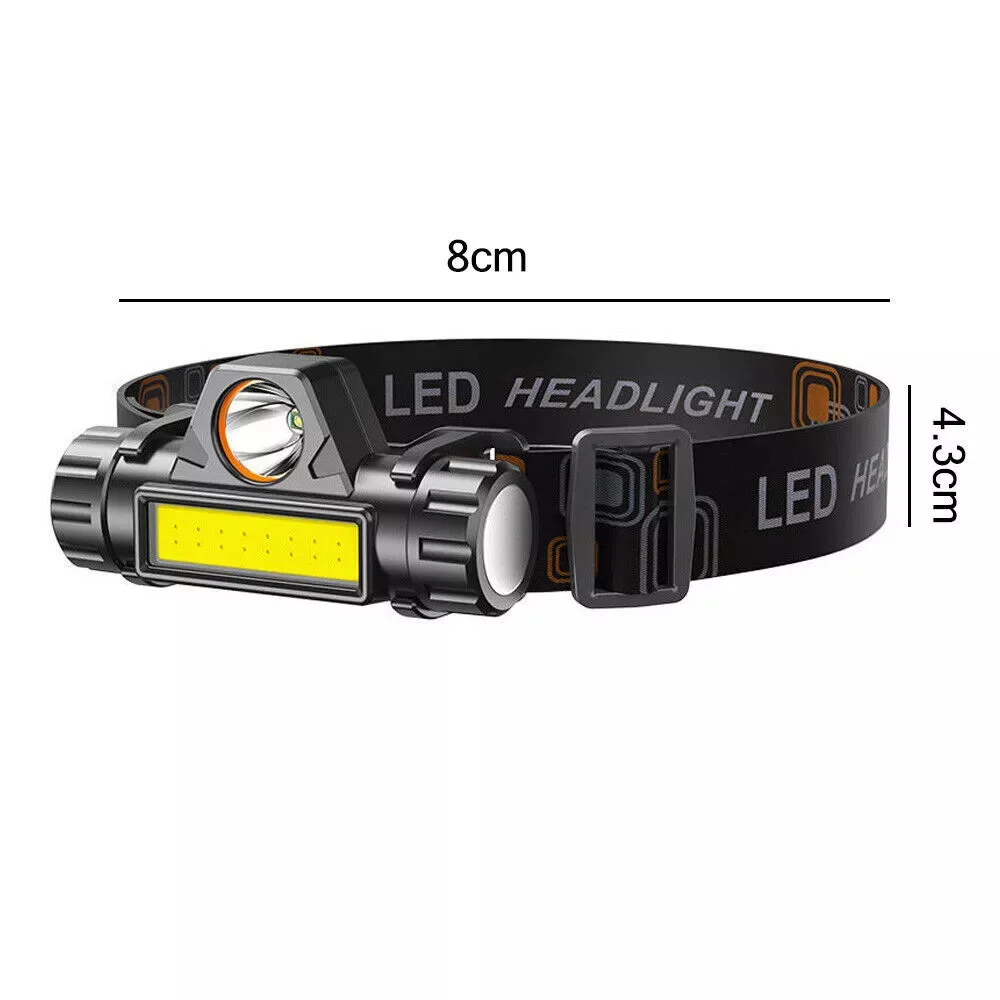 Super Bright USB Rechargeable COB Headlamp Waterproof LED Head Torch Headlight