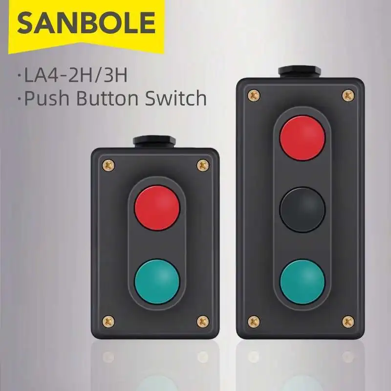 

LA4-2H/3H Кнопочный переключатель с пластиковой коробкой Управление станком Самосброс Старт Стоп Передний Реверс