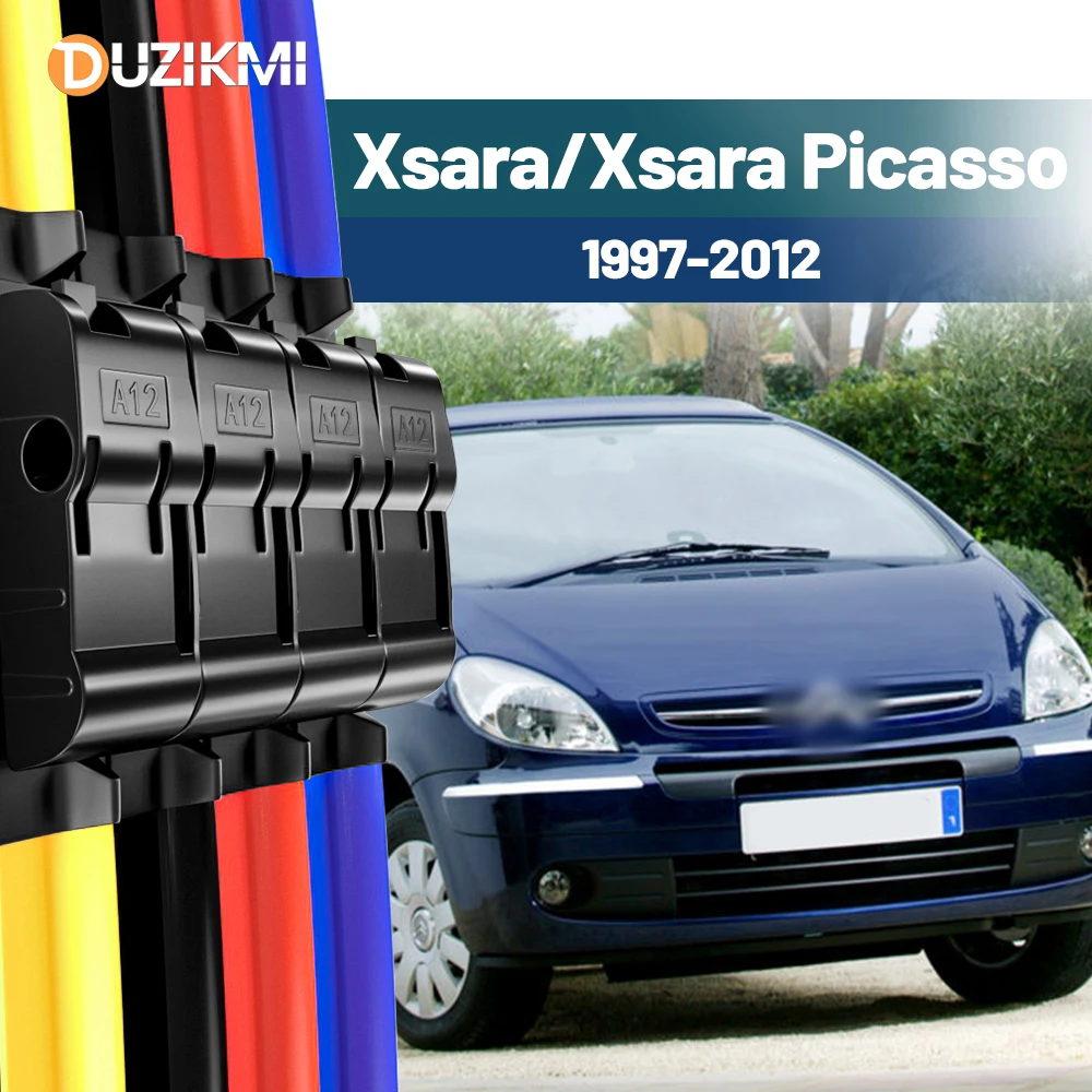 Para citroen xsara xsara picasso 1997-2012 2006 2007 2008 2009 2010 2011 2 pçs pára-brisa dianteiro lâminas de limpador vermelho azul
