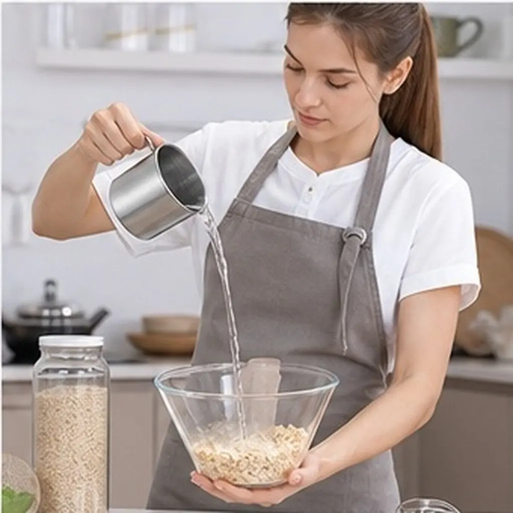 Baking Measuring Cup Stainless Steel Kitchen Tool Rice Beans Corn Container Clear Scale Double Side Non Sticky Storage Beaker