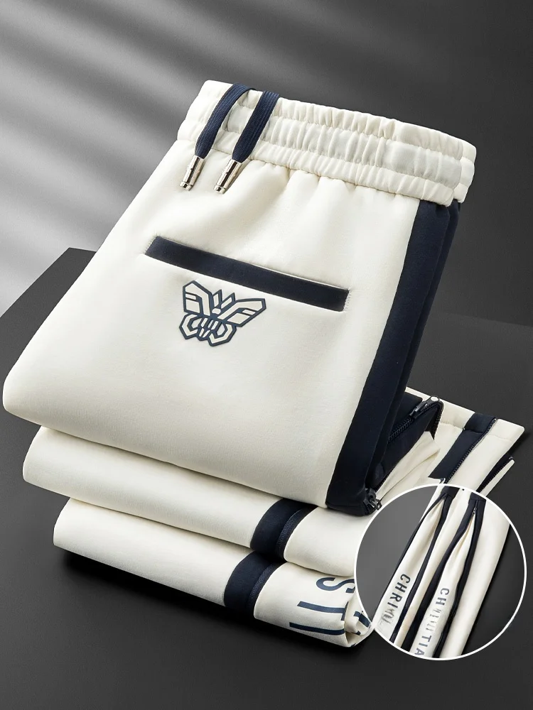 

Faionable Autumn Winter Color Blo Print Air Layer Cotton Sport Pants Men's Side Zip Design High End Straight Casual Sweat...